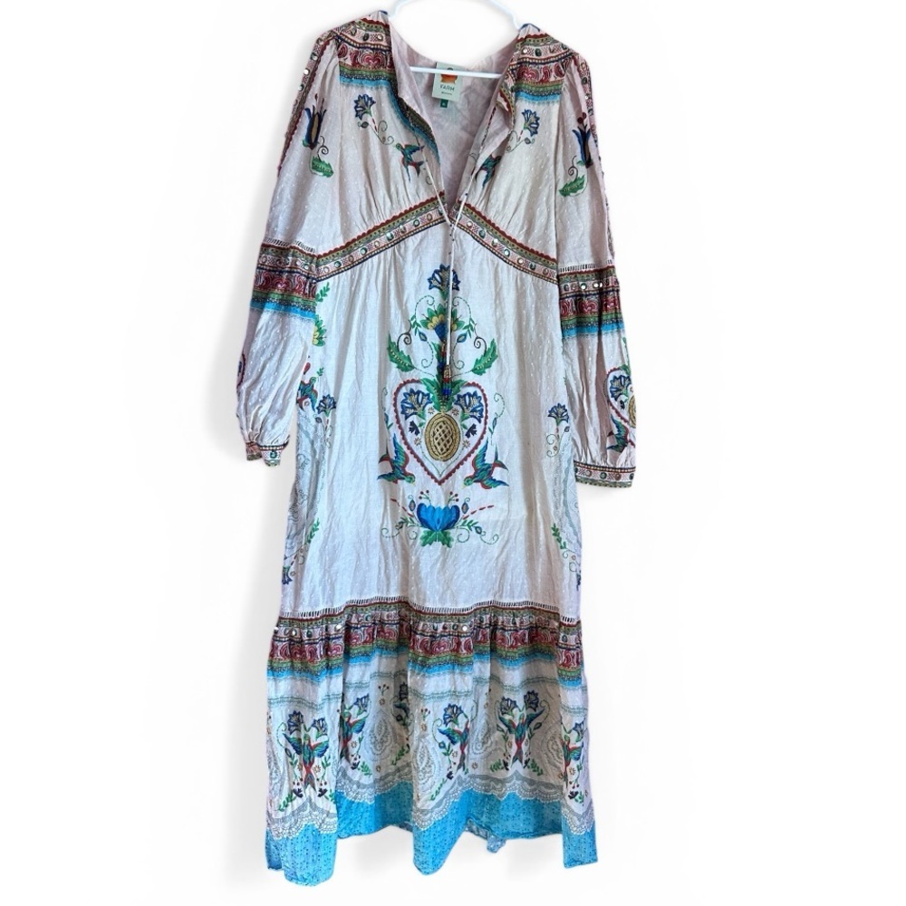 Farm Rio Embroidered Sequin
Bird Floral Print Maxi Dress Rare Size XL - Picture 2 of 9